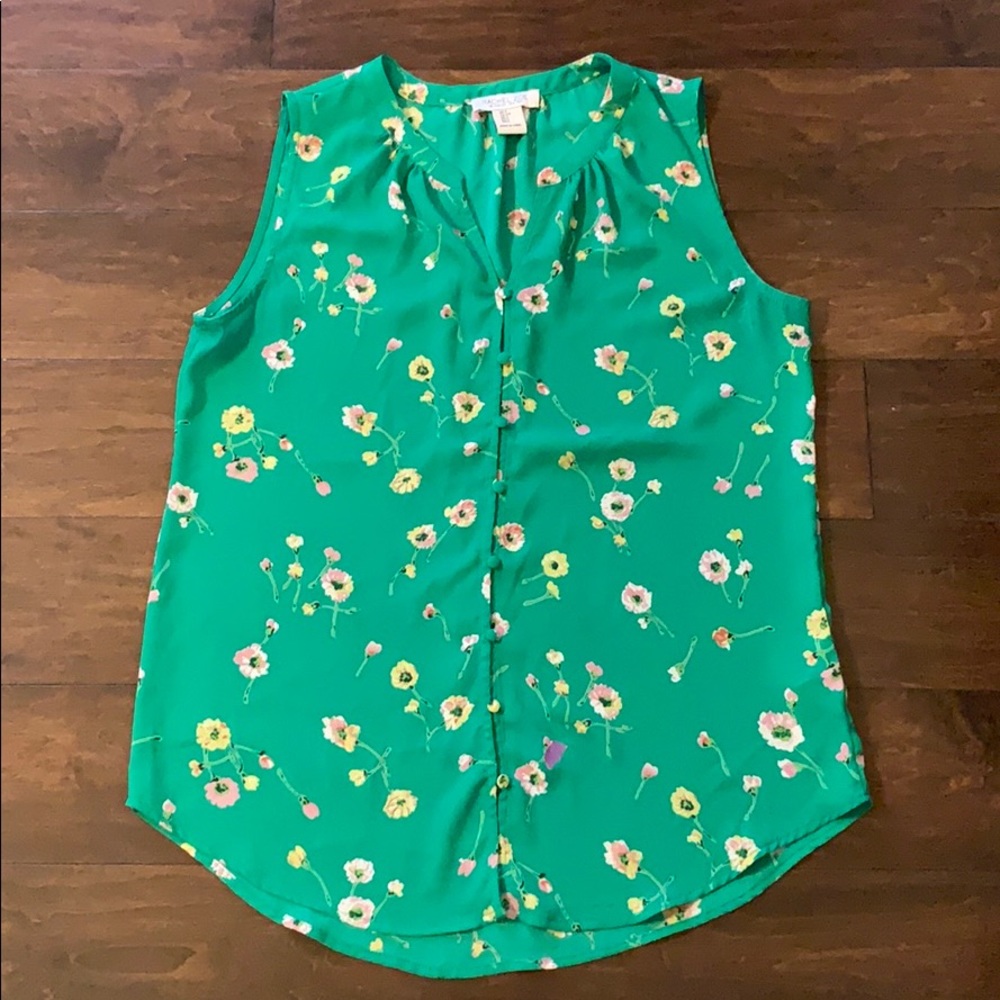 Rachel Zoe green button down tank